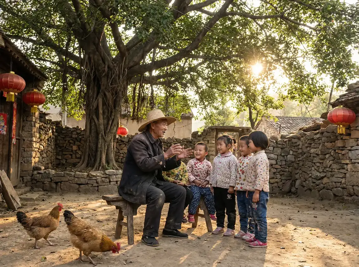 老人在大榕树下给孩子们讲故事 - 铁将军阿贵下载 乡村记忆